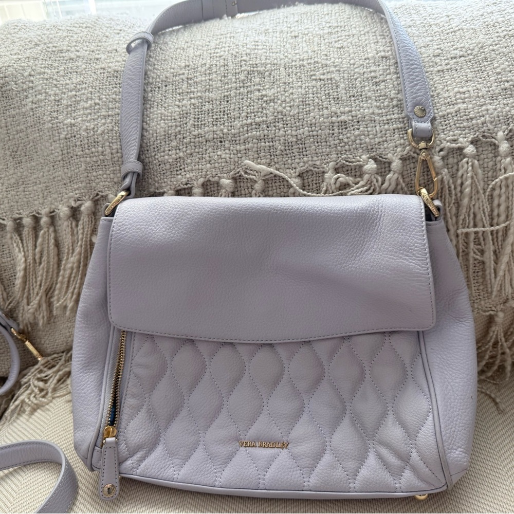 Vera Bradley Light grey, grey cloud Quilted Shoulder Bag